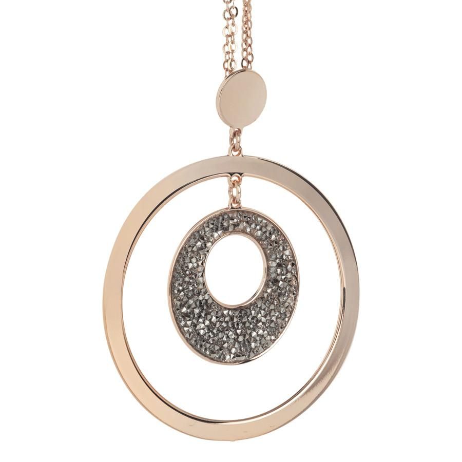 Collana rosata con pendente concentrico e Swarovski crystal rock Default Title