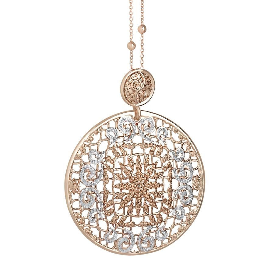 Collana rosata con pendente circolare e glitter Default Title
