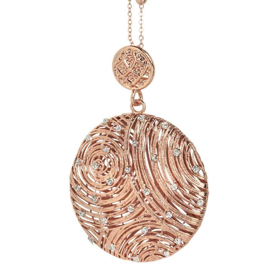Collana rosata con pendente circolare e punti luce in glitter Default Title