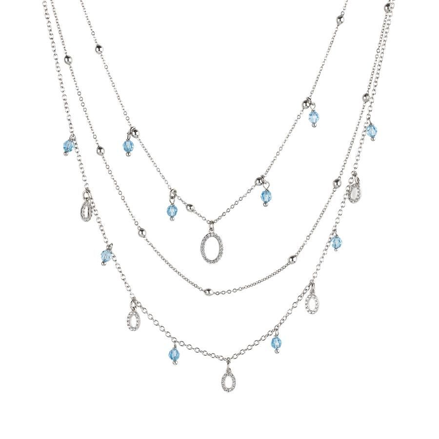Collana multifilo con ovali zirconati e Swarovski acquamarina Default Title