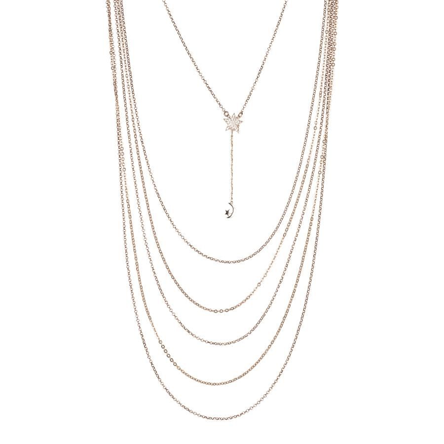 Collana multifilo degradè con pendenti in zirconi Default Title