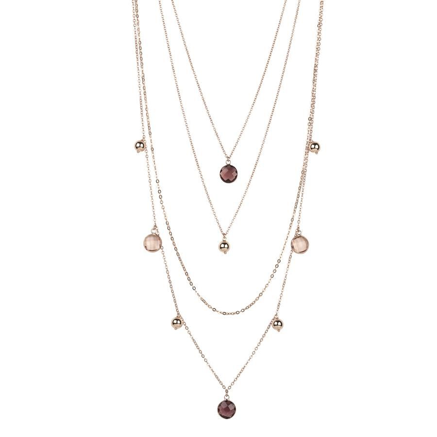 Collana multifilo degradè con cristalli briolette ametista e light peach Default Title