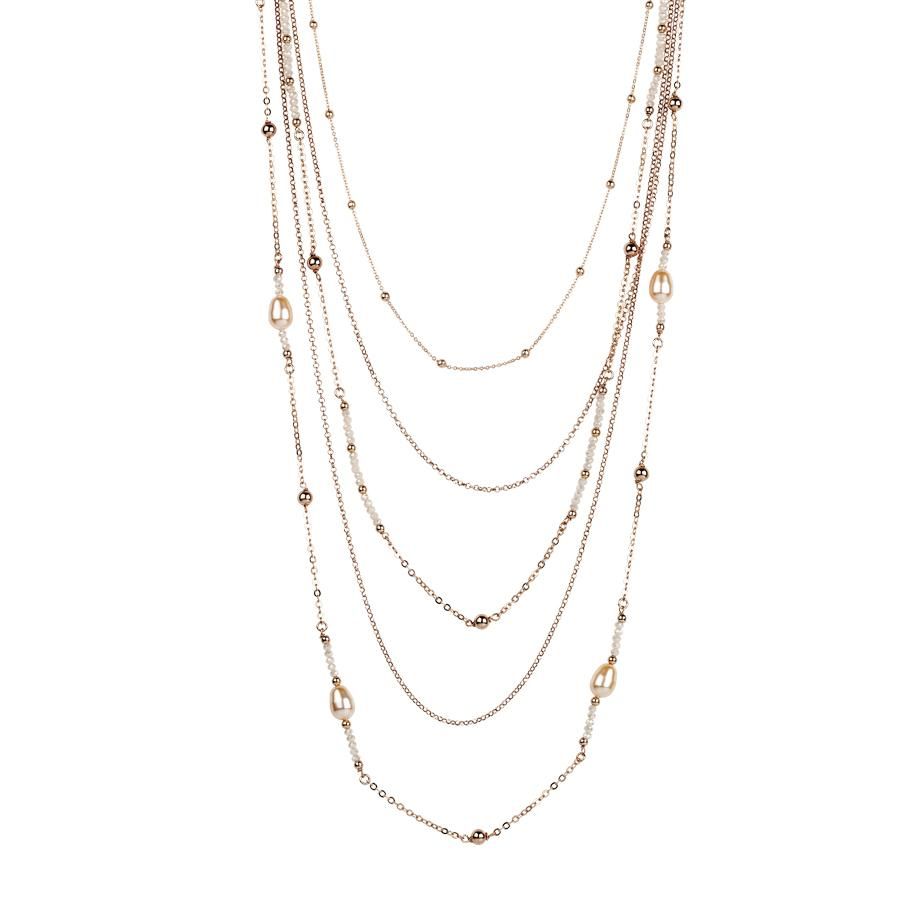 Collana multifilo degradè con perle Swarovski peach Default Title