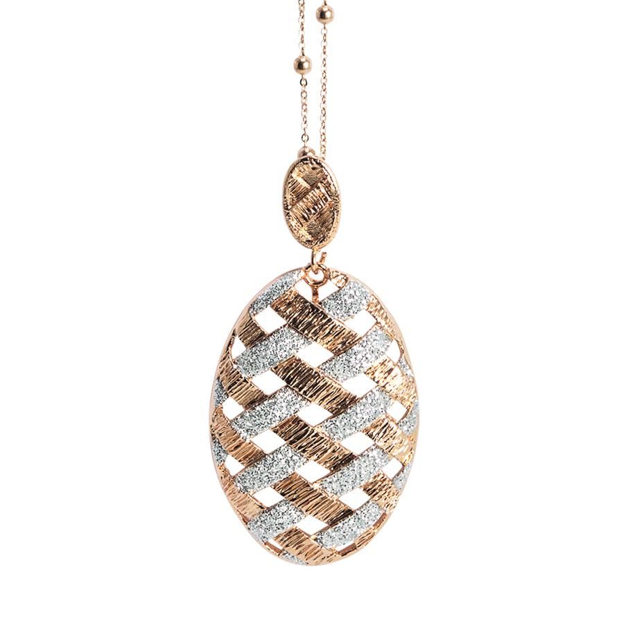 Collana rosata con pendente ovale e glitter silver Default Title