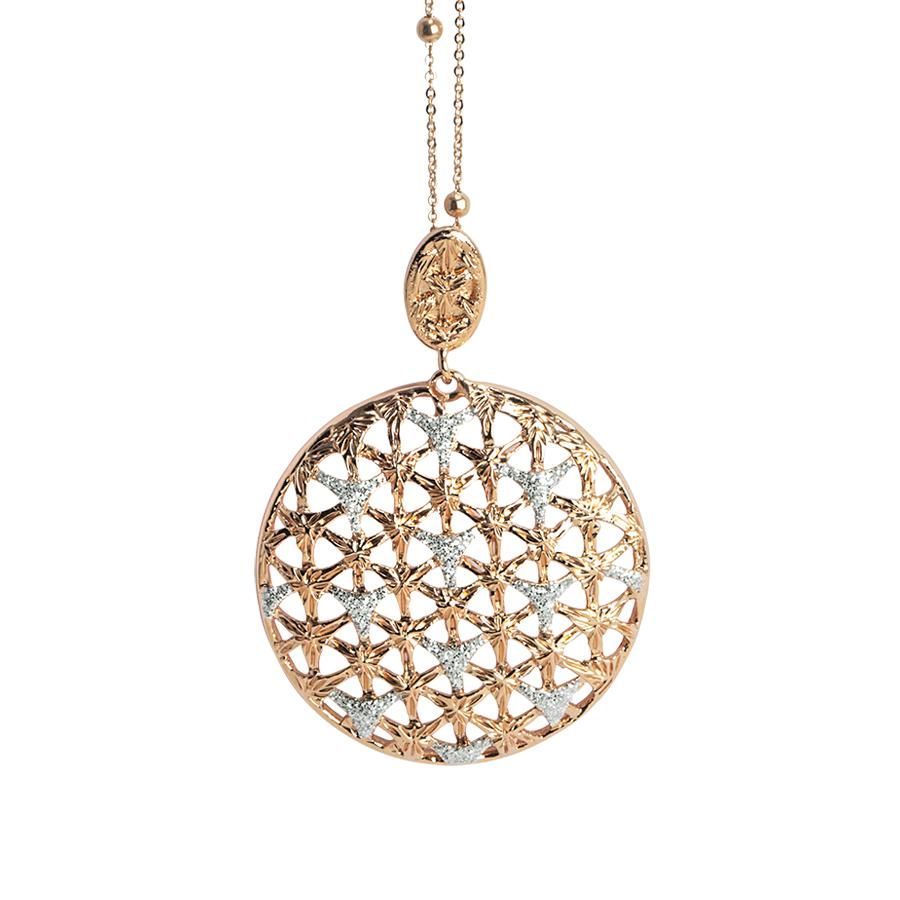 Collana rosata con pendente circolare  e glitter silver Default Title