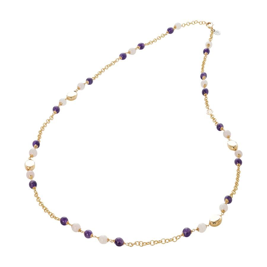 Collana dorata con ametista e quarzo rosa Default Title