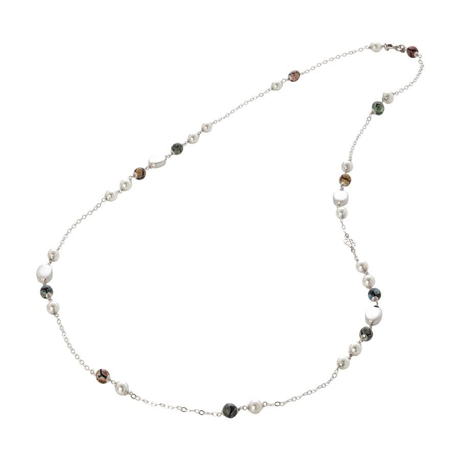 Collana con perle Swarovski white e agata mix matt Default Title