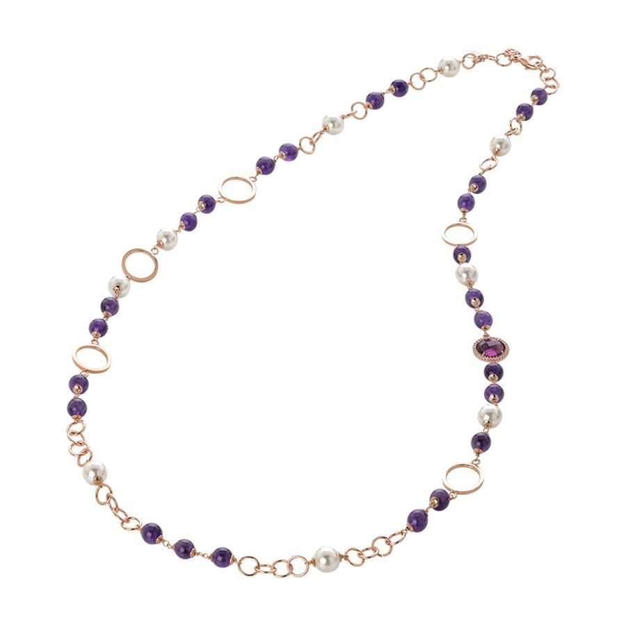 Collana rosata con ametista, perle Swarovski e zirconi Default Title