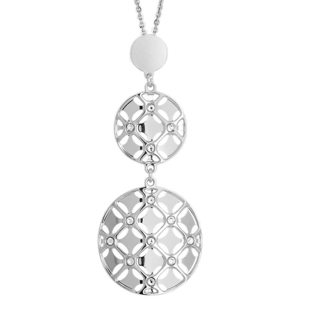 Collana con doppio pendente dal decoro in basso rilievo e cristalli Swarovski Default Title
