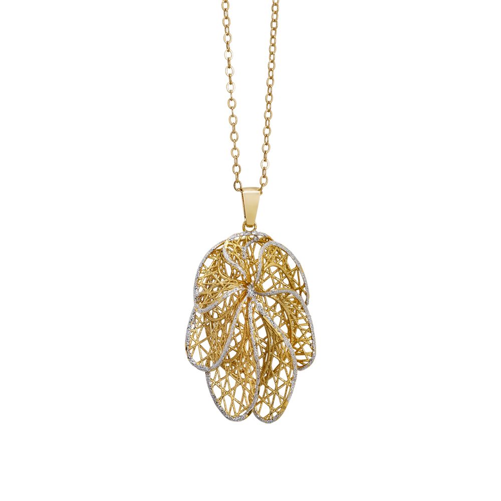 Collana dorata con pendente a forma di foglia in glitter silver Default Title