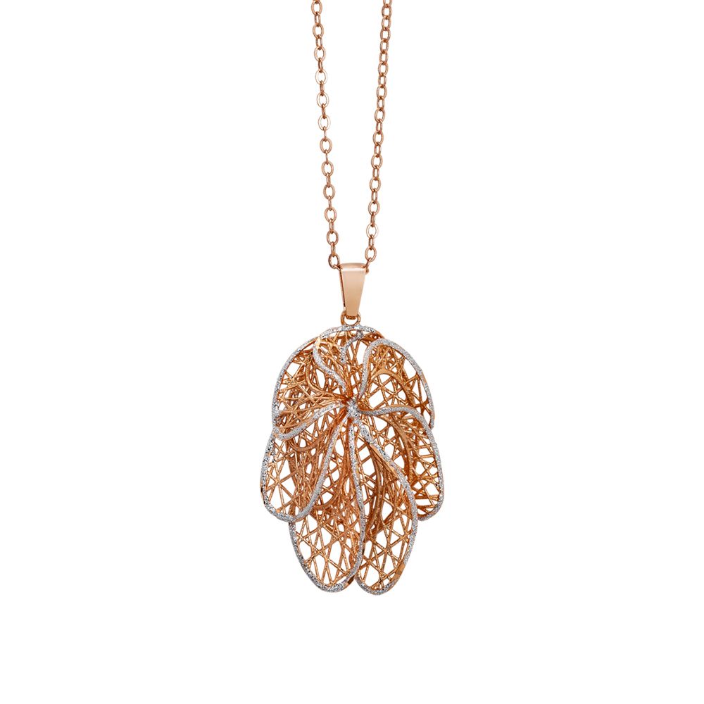 Collana rosata con pendente a forma di foglia in glitter silver Default Title