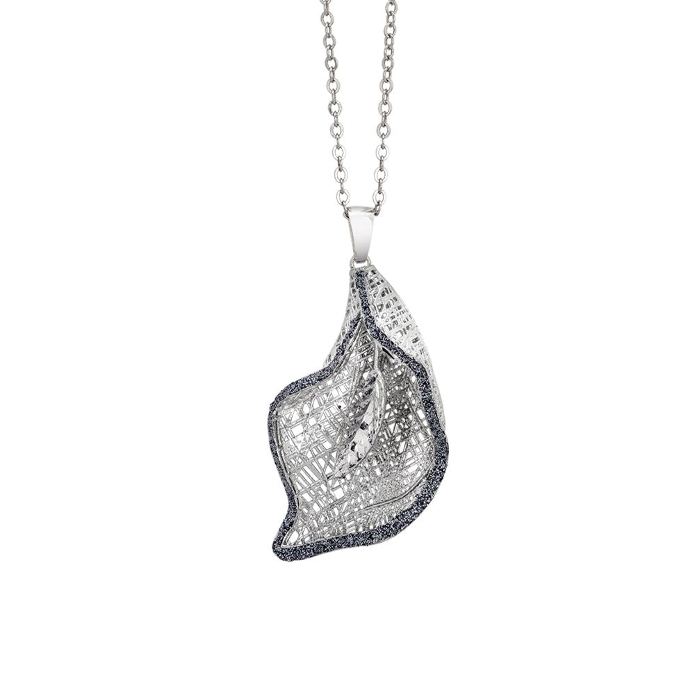 Collana rodiata con calla pendente in glitter nero Default Title