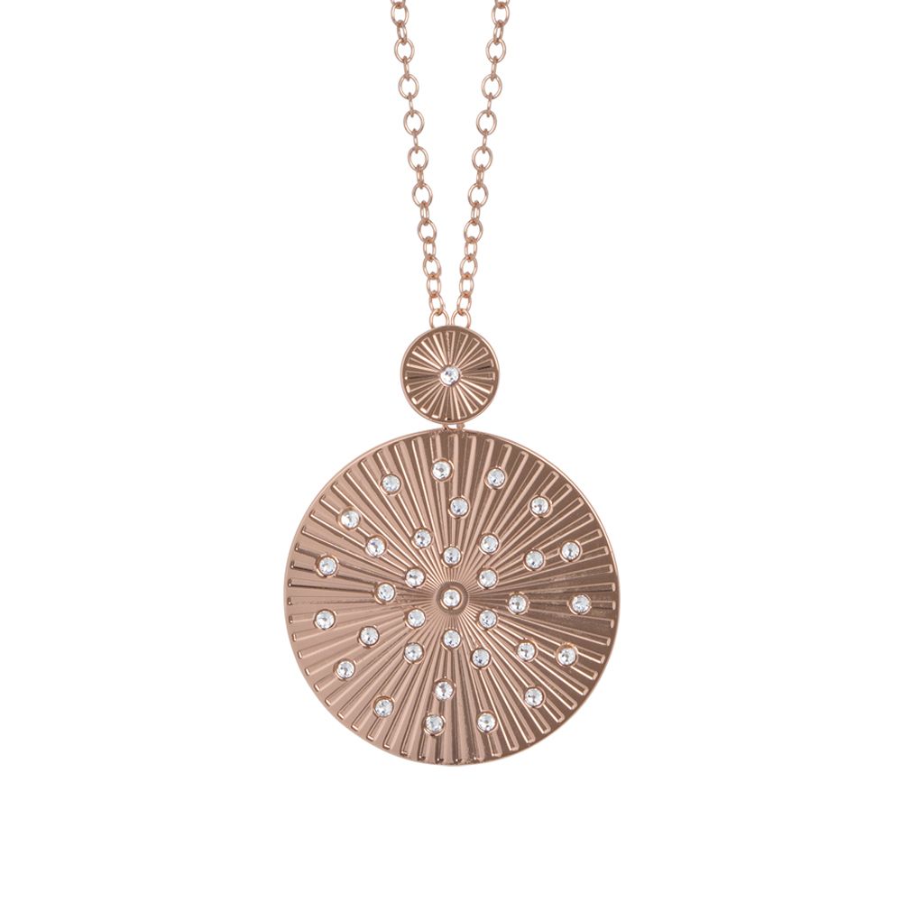 Collana rosata con pendente circolare a raggi e Swarovski Default Title