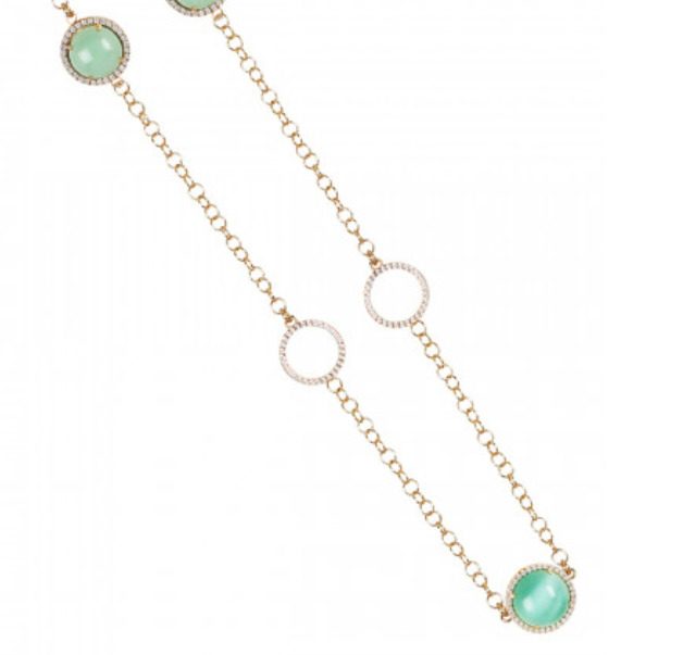 Collana con cabochon verde acqua gatteggiante ed opaco con elementi di zirconi Default Title