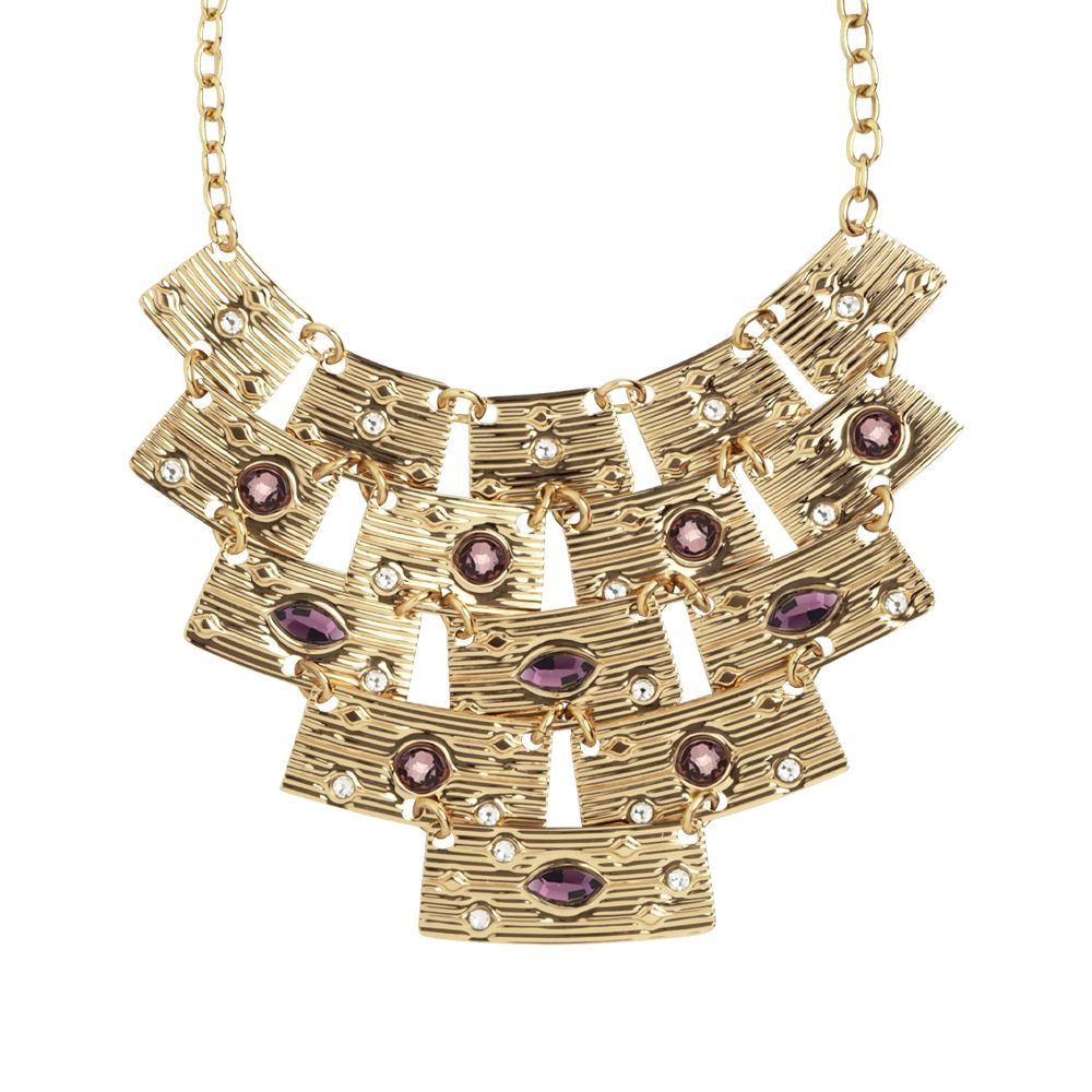 Collana con centrale semirigido e Swarovski rosa Default Title