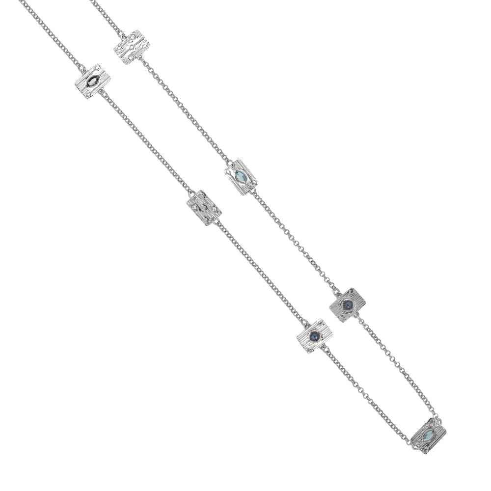 Collana lunga con elementi modulari e Swarovski blu Default Title