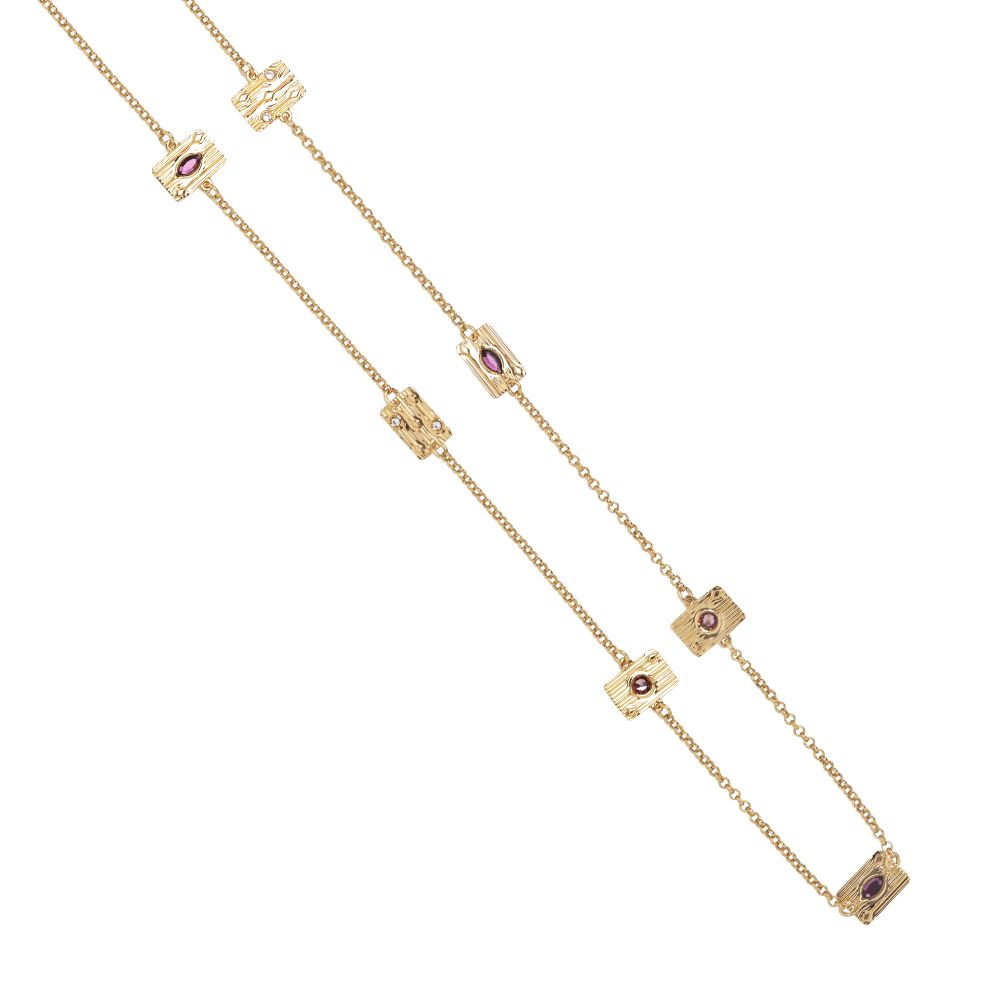 Collana lunga con elementi modulari e Swarovski rosa Default Title