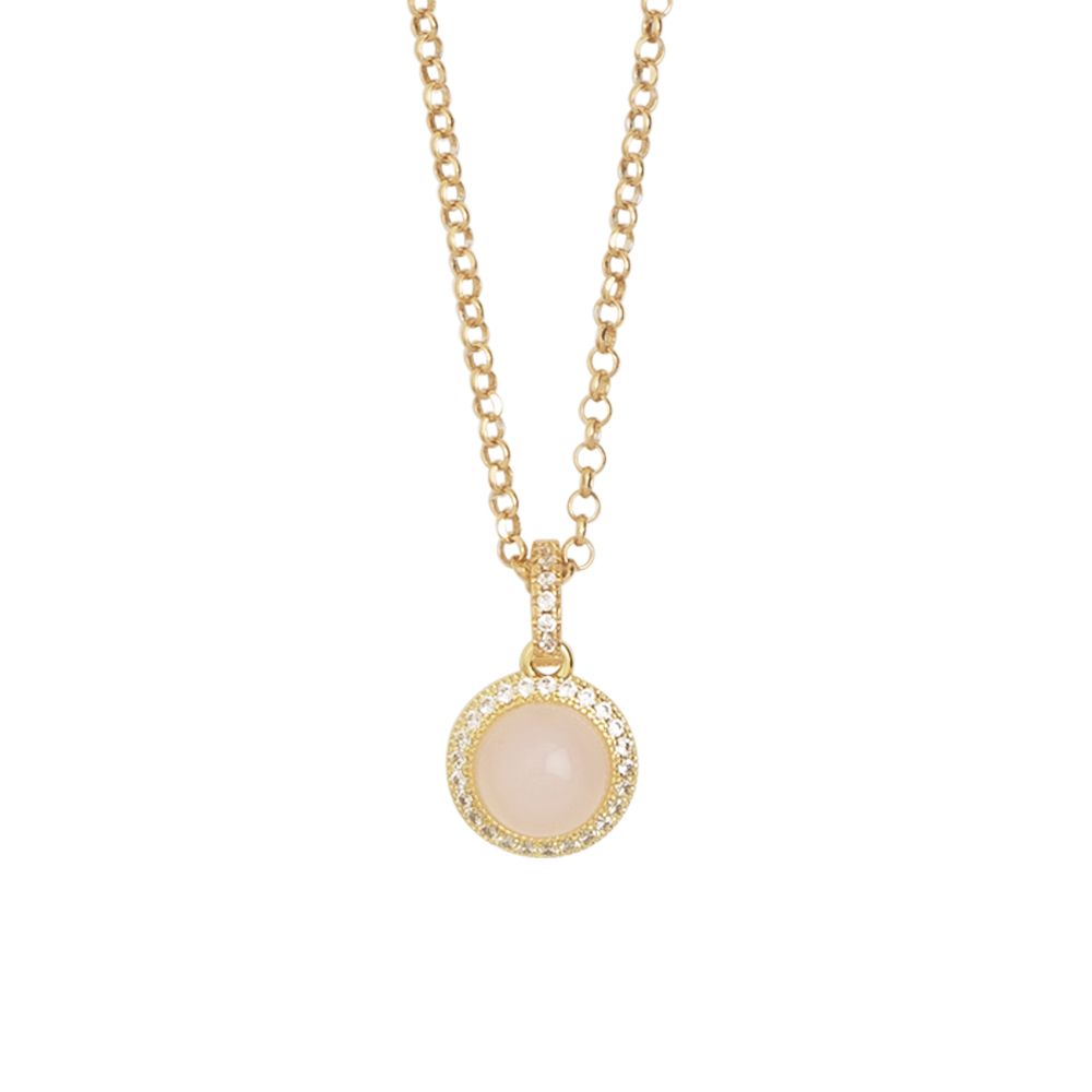 Collana con cabochon pendente rosa chiaro e zirconi Default Title