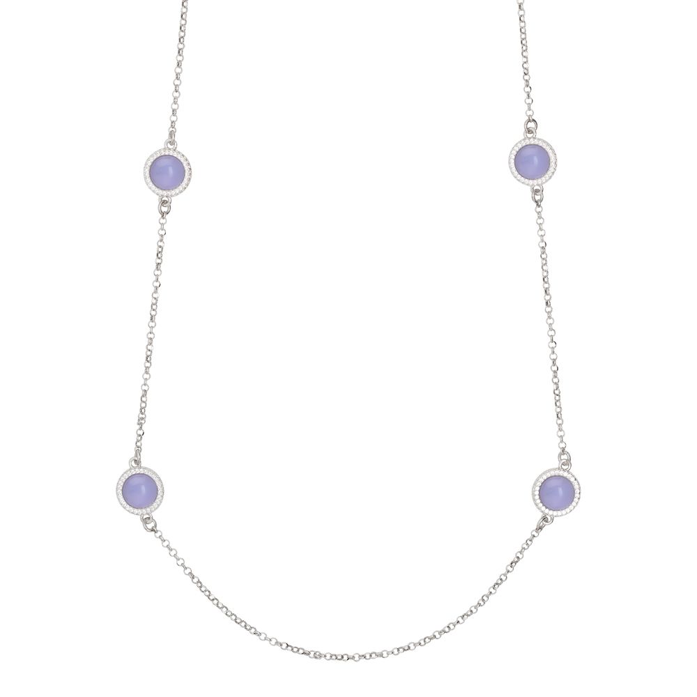 Collana lunga con cabochon lavanda e zirconi Default Title