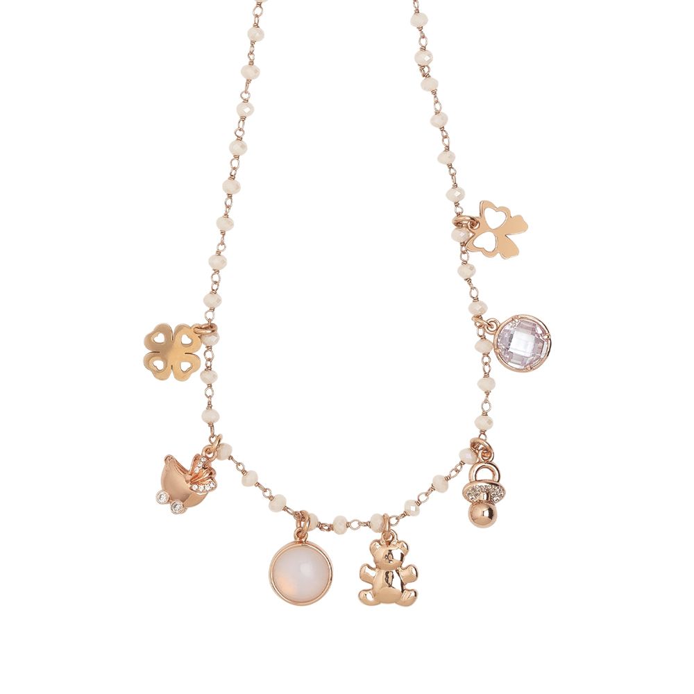 Collana rosario con cristalli powder white e charms tema "nascita" Default Title