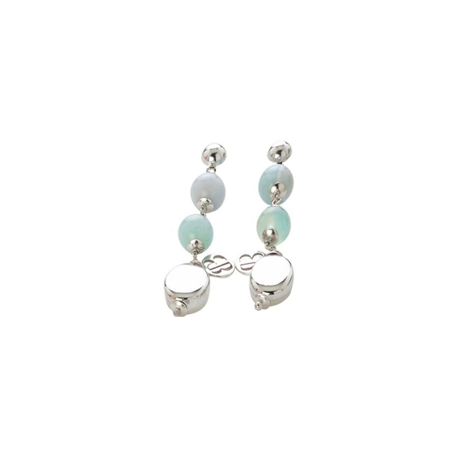 Orecchini rodiati con agata celeste Default Title