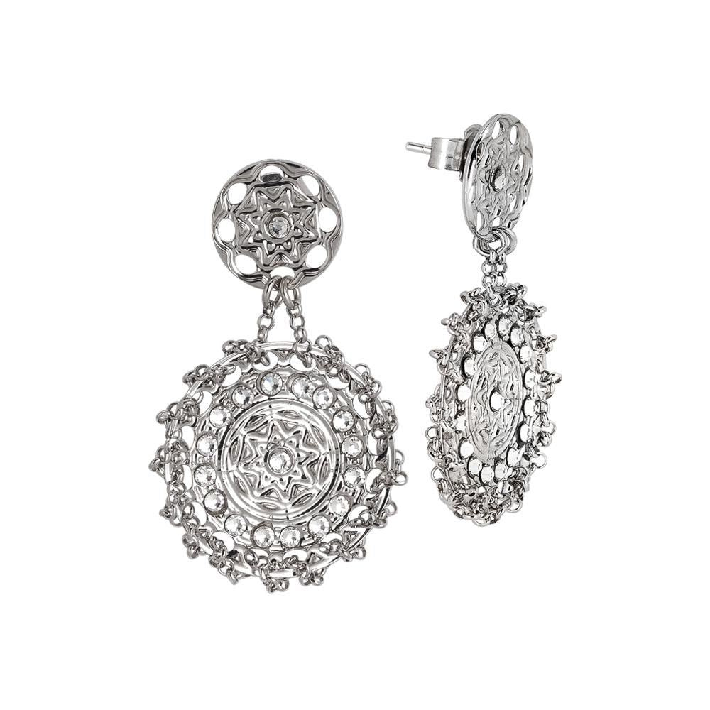 Orecchini rodiati con decoro etrusco e Swarovski Default Title