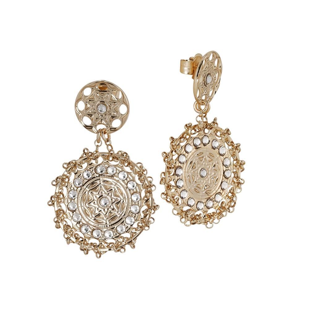 Orecchini placcati oro giallo con decoro etrusco e Swarovski Default Title