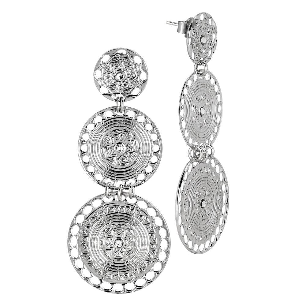 Orecchini con pendenti circolari di ispirazione etrusca e Swarovski Default Title