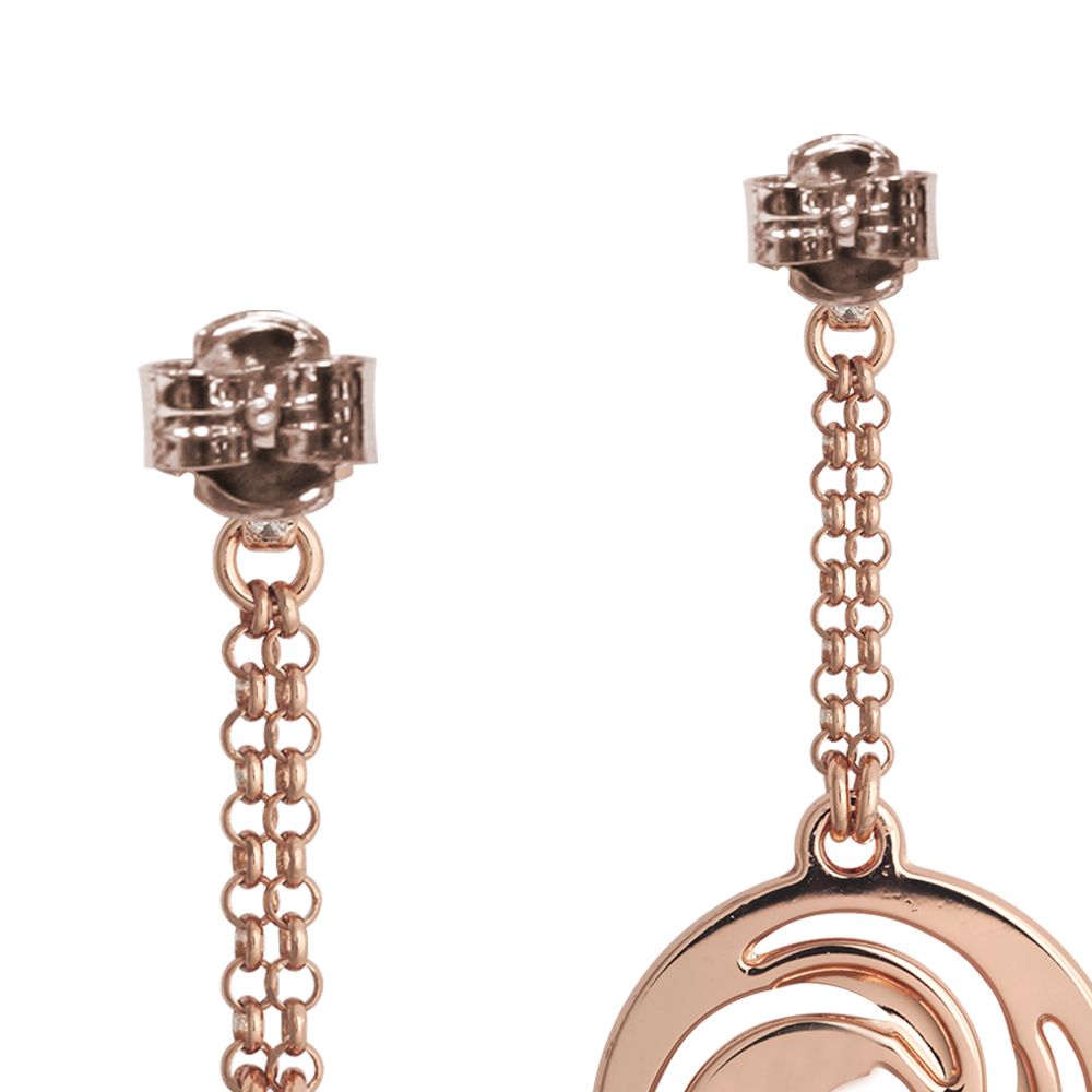 Orecchini pendenti placcati oro rosa con decoro a vortice e zirconi Default Title