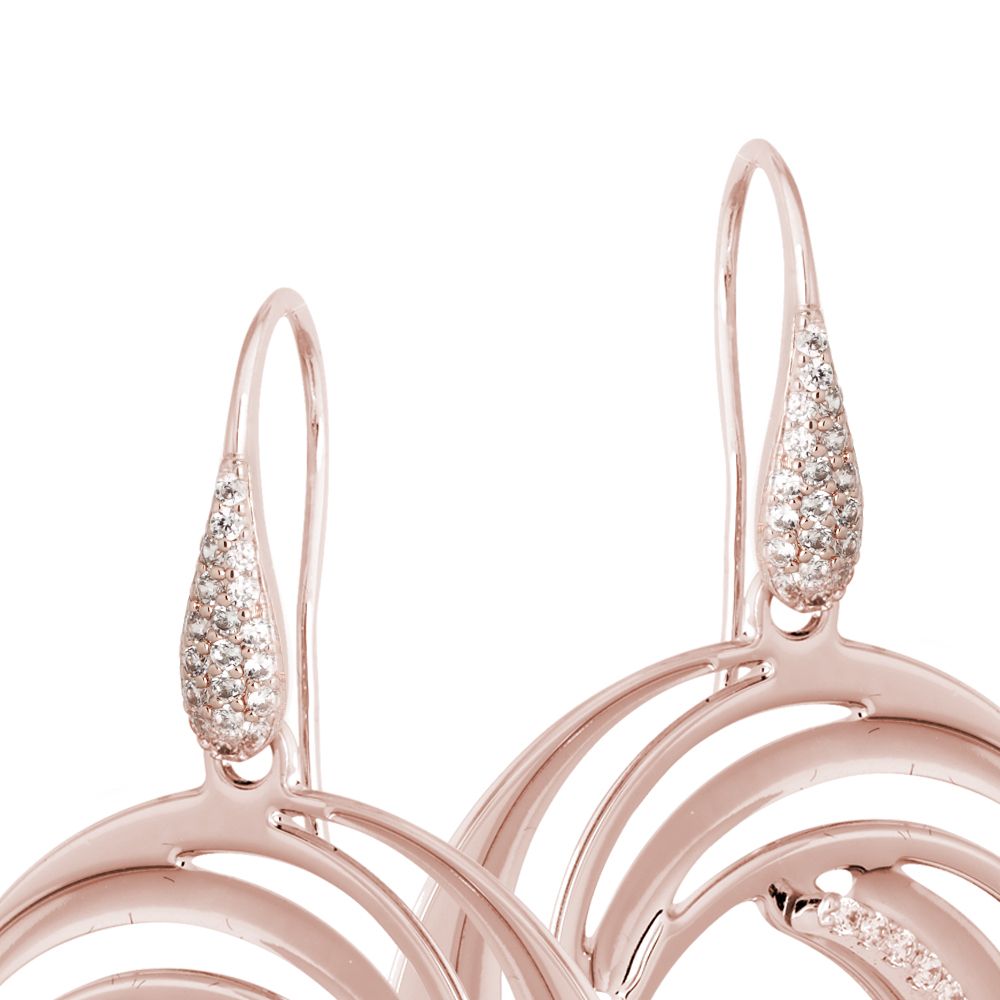 Orecchini placcati oro rosa con pendente circolare a  vortice e zirconi Default Title
