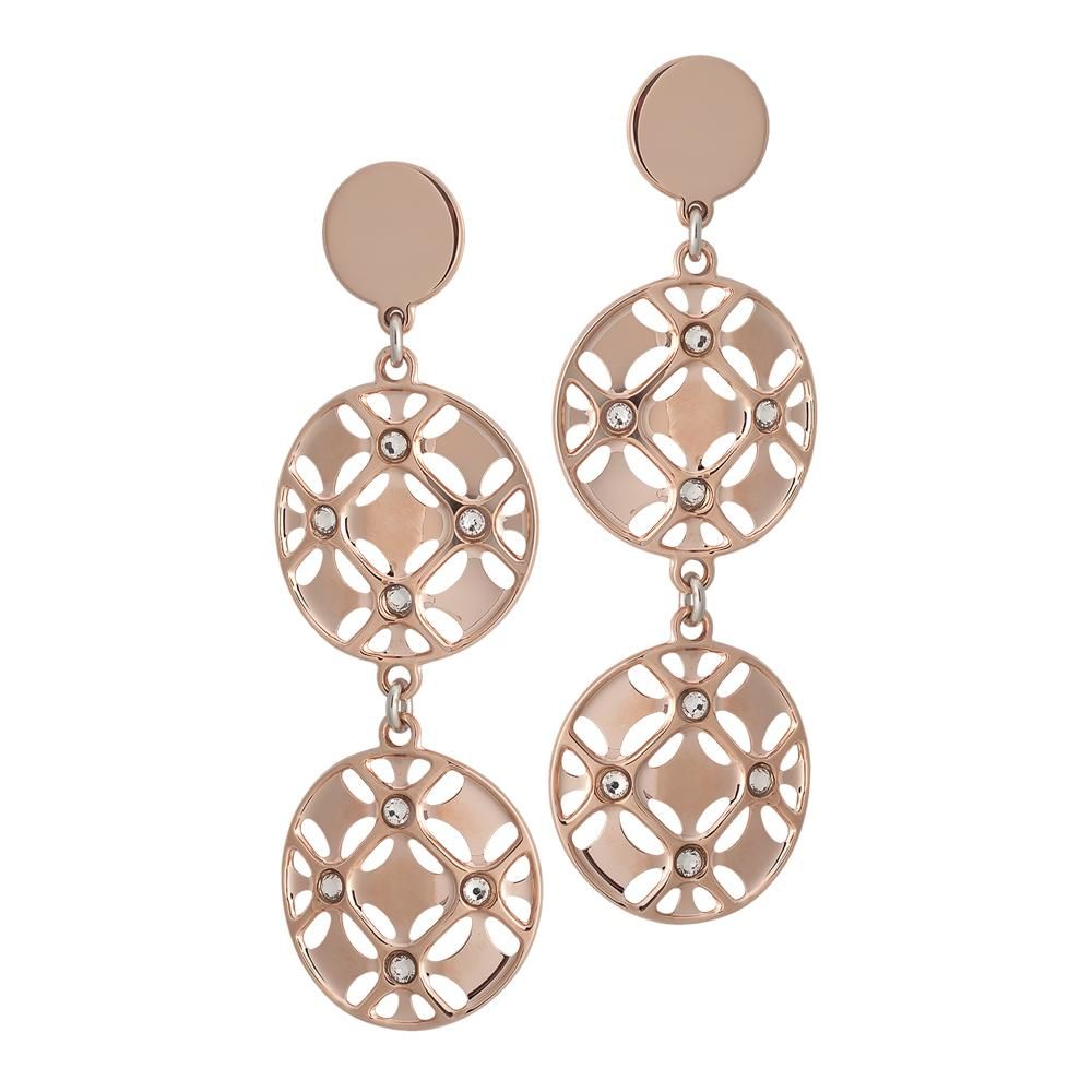 Orecchini placcati oro rosa con cerchi pendenti e Swarovski Default Title