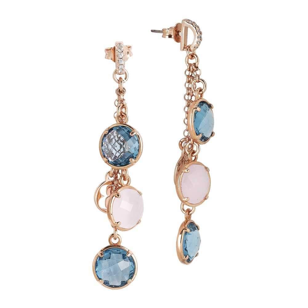 Orecchini a ciuffetto di cristalli sky e quarzo rosa milk Default Title