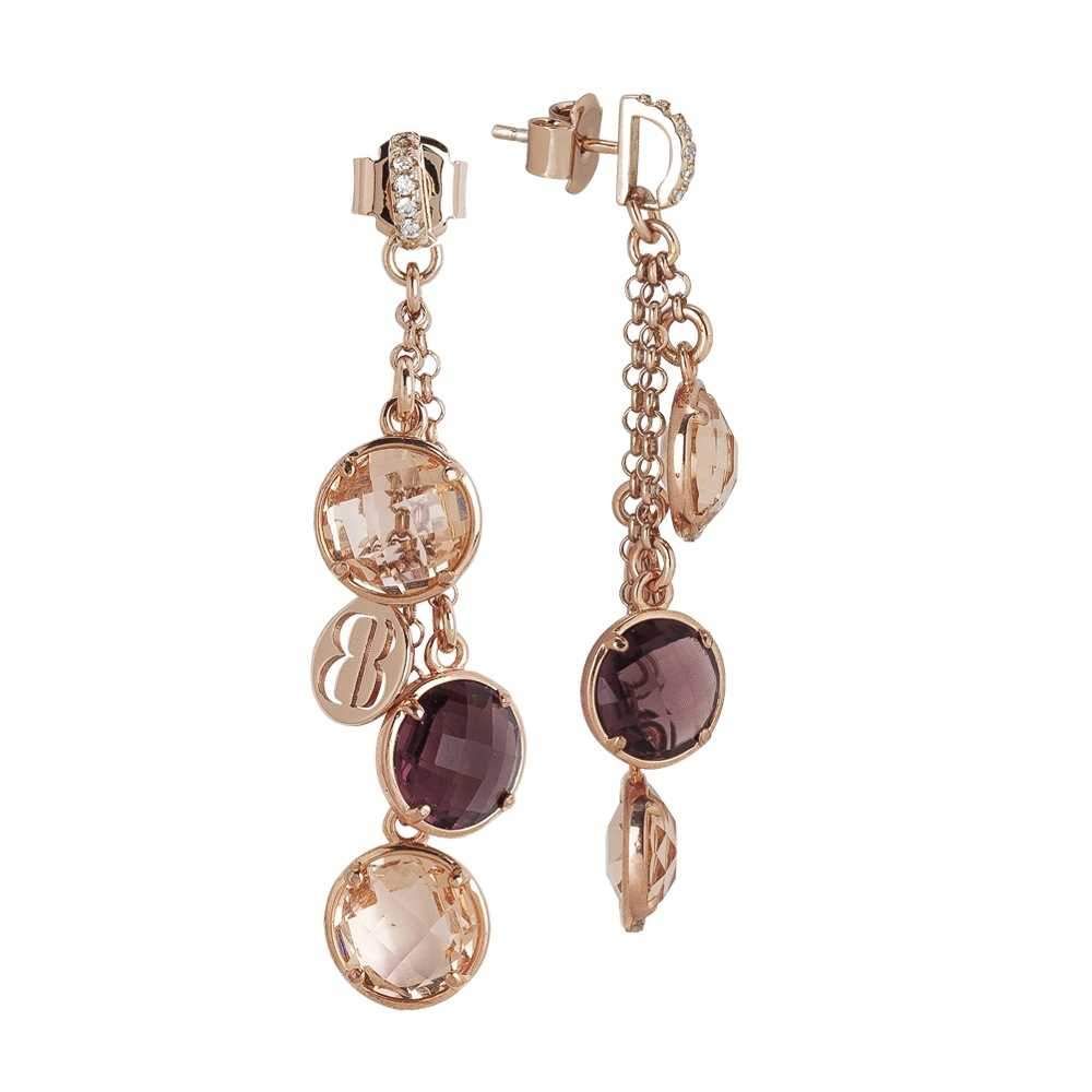 Orecchini a ciuffetto di cristallI ametista e peach Default Title