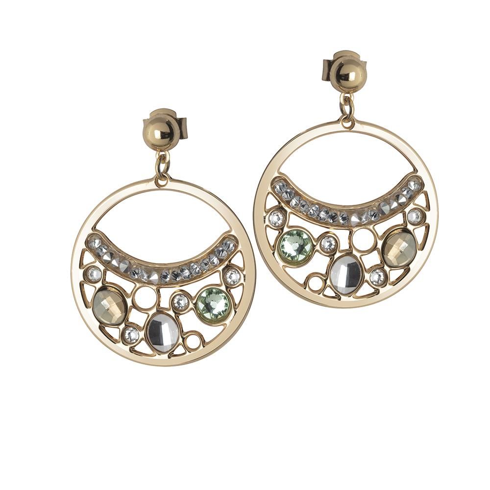 Orecchini placcati oro giallo con pendente a cerchio e cristalli Swarovski Default Title