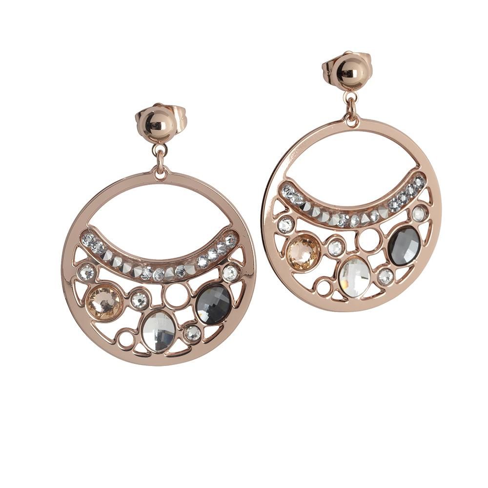 Orecchini placcati oro rosa con pendente a cerchio e cristalli Swarovski Default Title