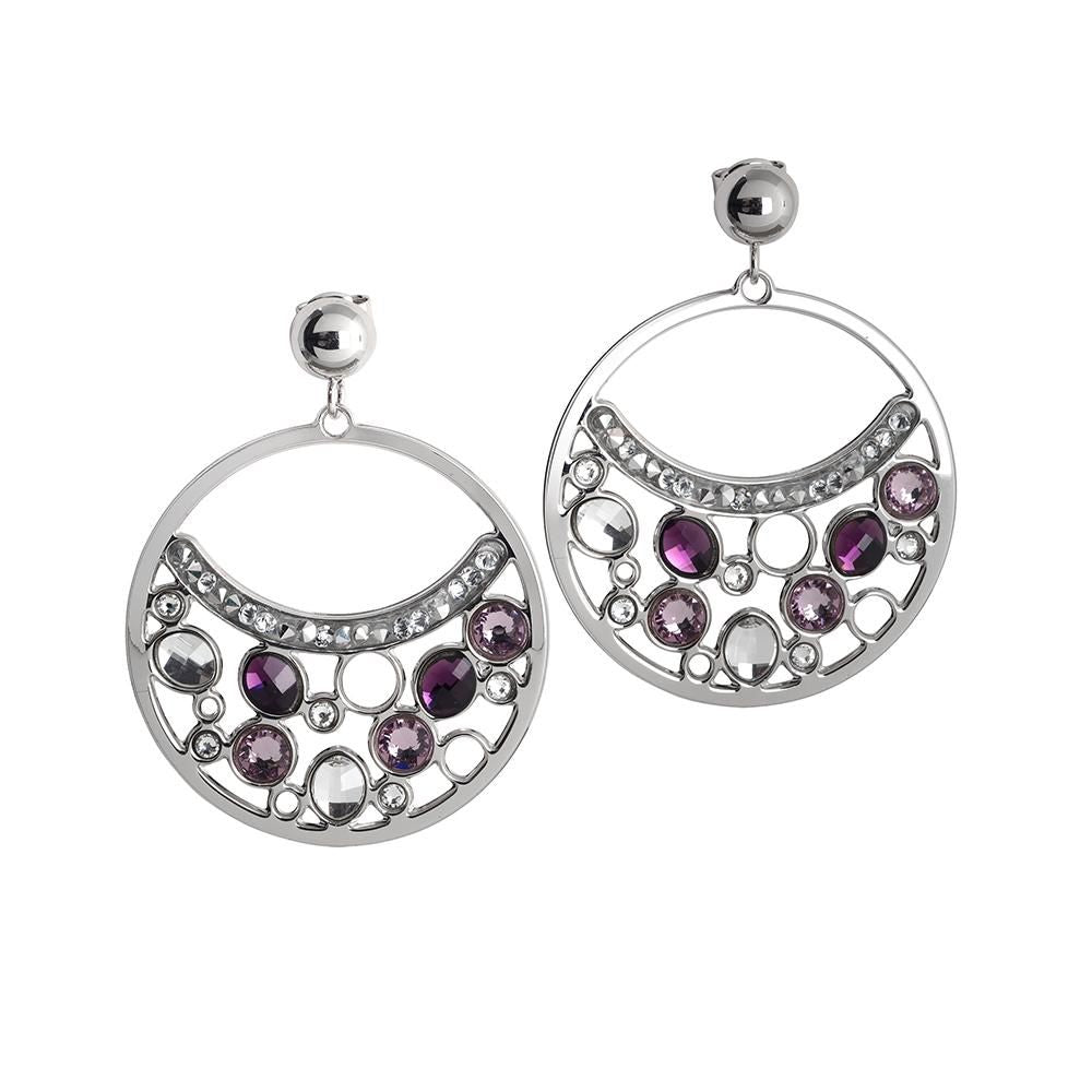 Orecchini con pendente a cerchio e cristalli Swarovski Default Title