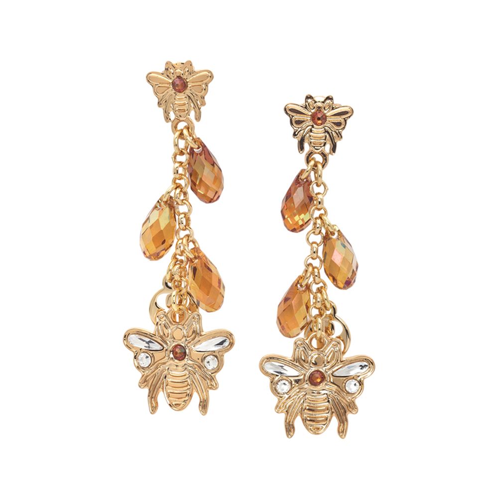 Orecchini pendenti con ape e cristalli Swarovski Default Title