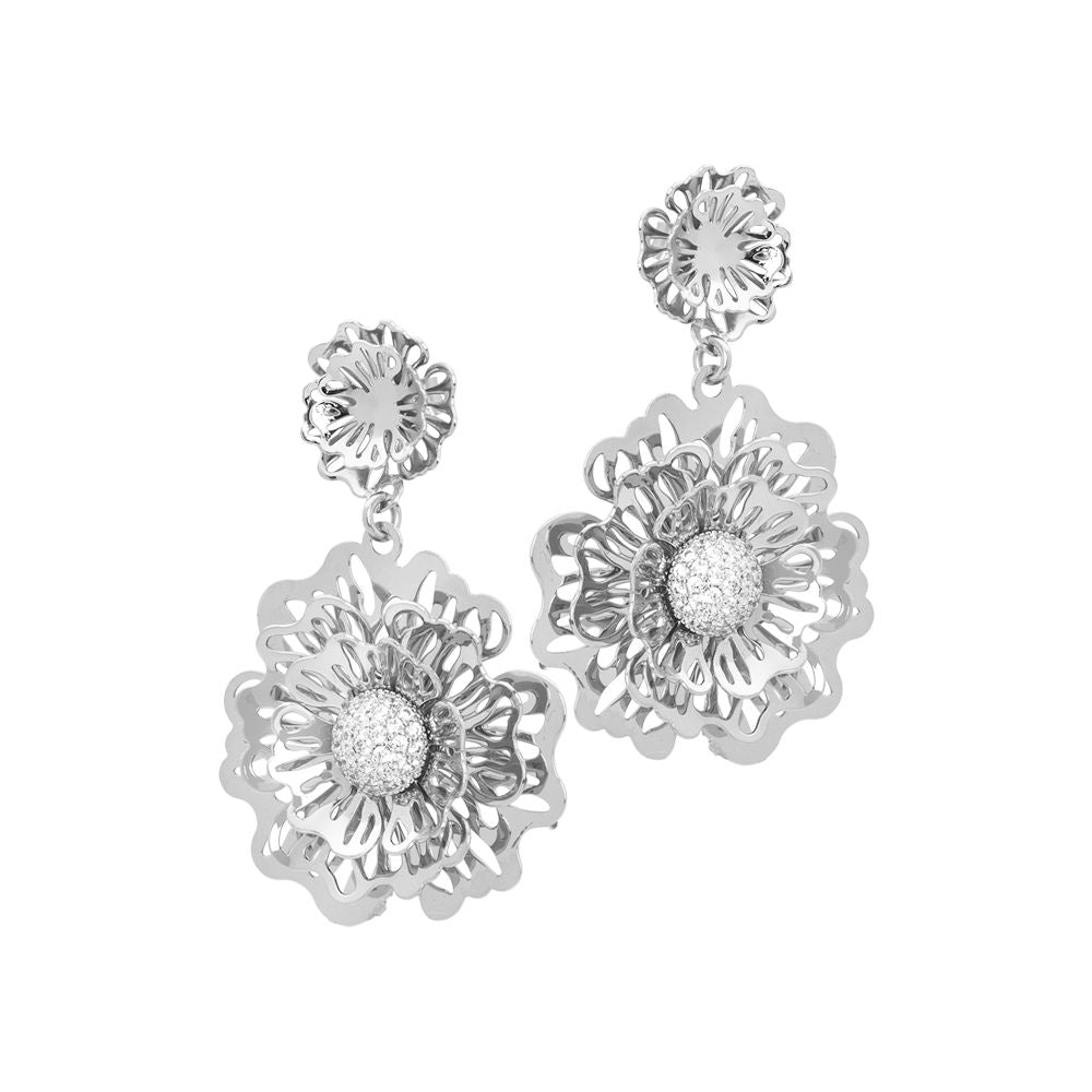 Orecchini con rosa selvatica e zirconi pendente Default Title