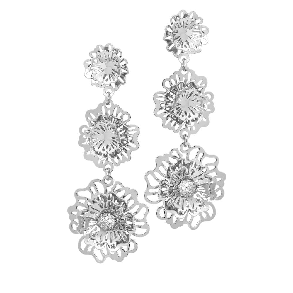 Orecchini con rose selvatiche degradè pendenti e zirconi Default Title