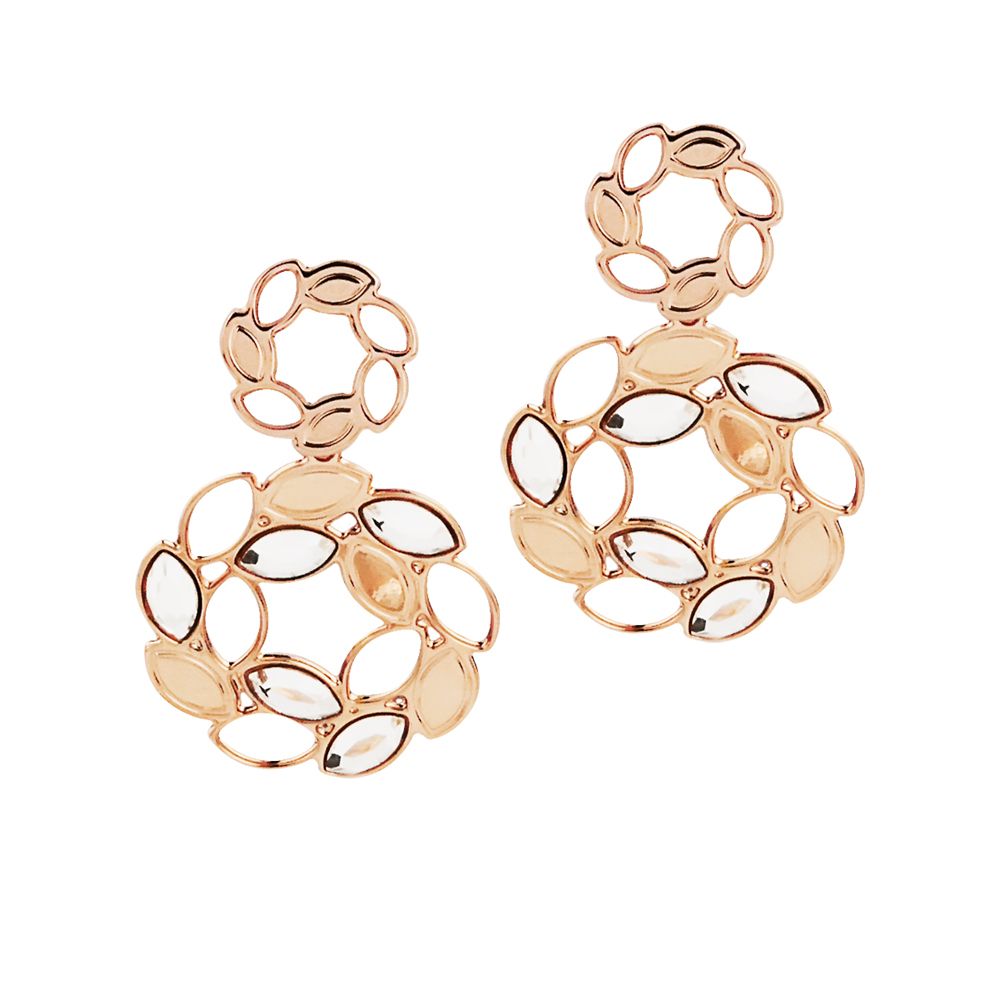 Orecchini rosati con pendente circolare a spiga di grano e Swarovski Default Title