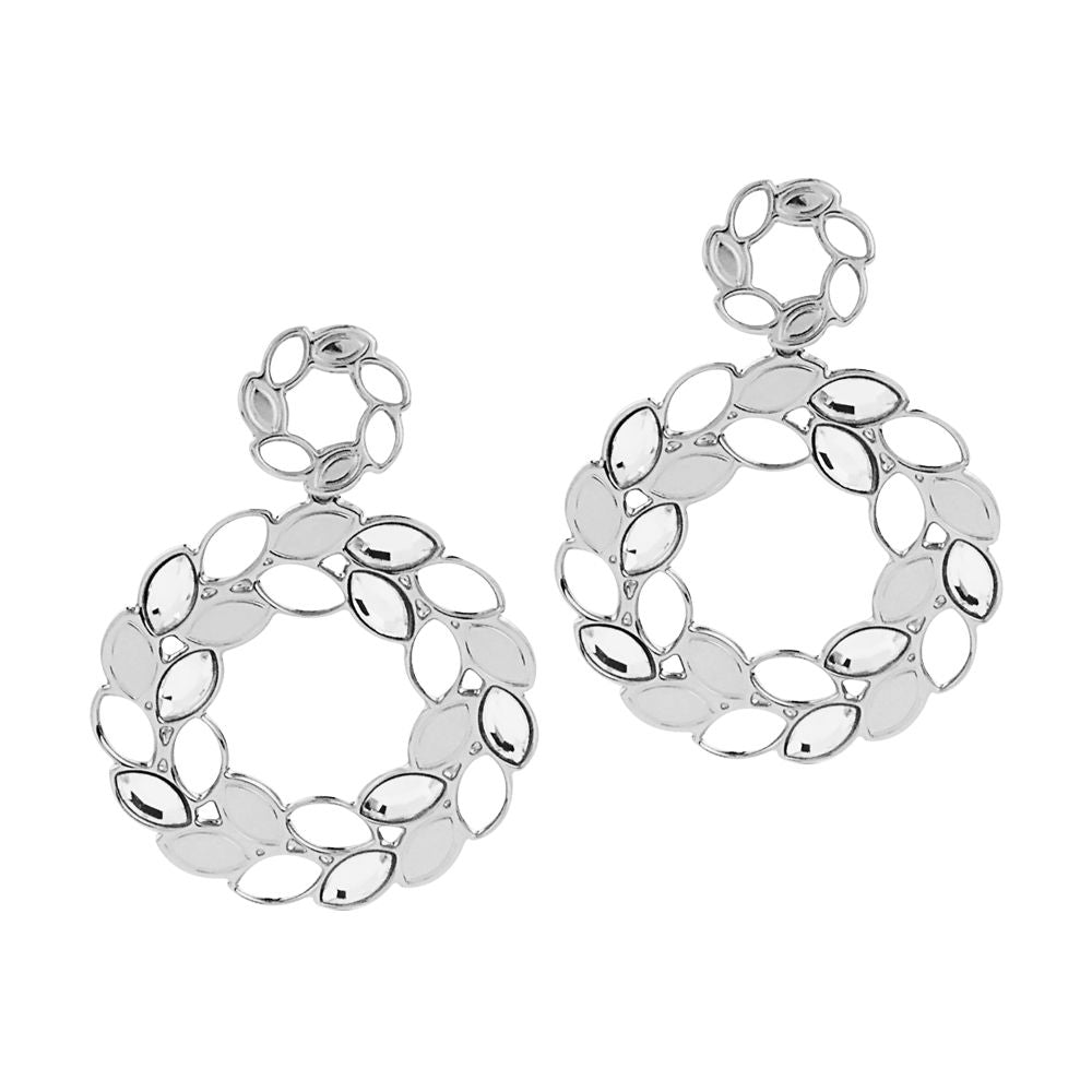 Orecchini pendenti rodiati con decoro a spiga di grano e Swarovski Default Title