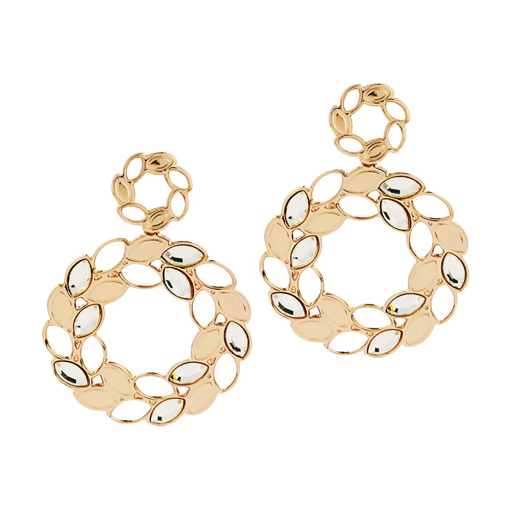 Orecchini pendenti dorati con decoro a spiga di grano e Swarovski Default Title