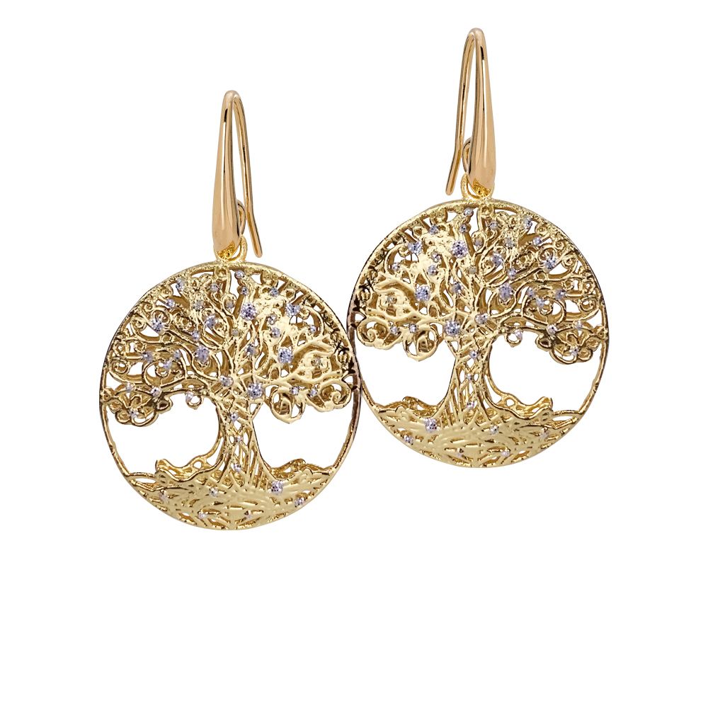 Orecchini circolari con albero della vita in glitter silver Default Title
