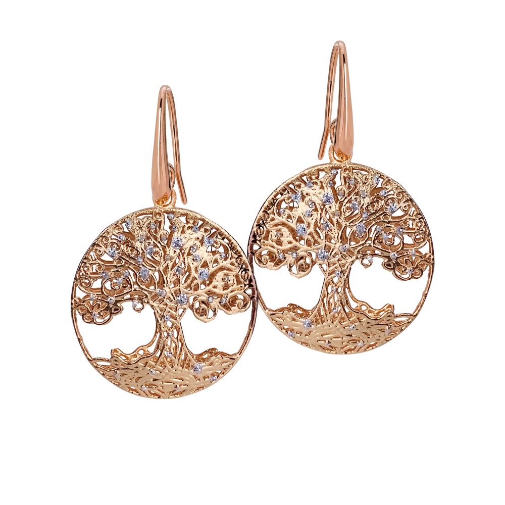 Orecchini rosati con albero della vita in glitter silver Default Title