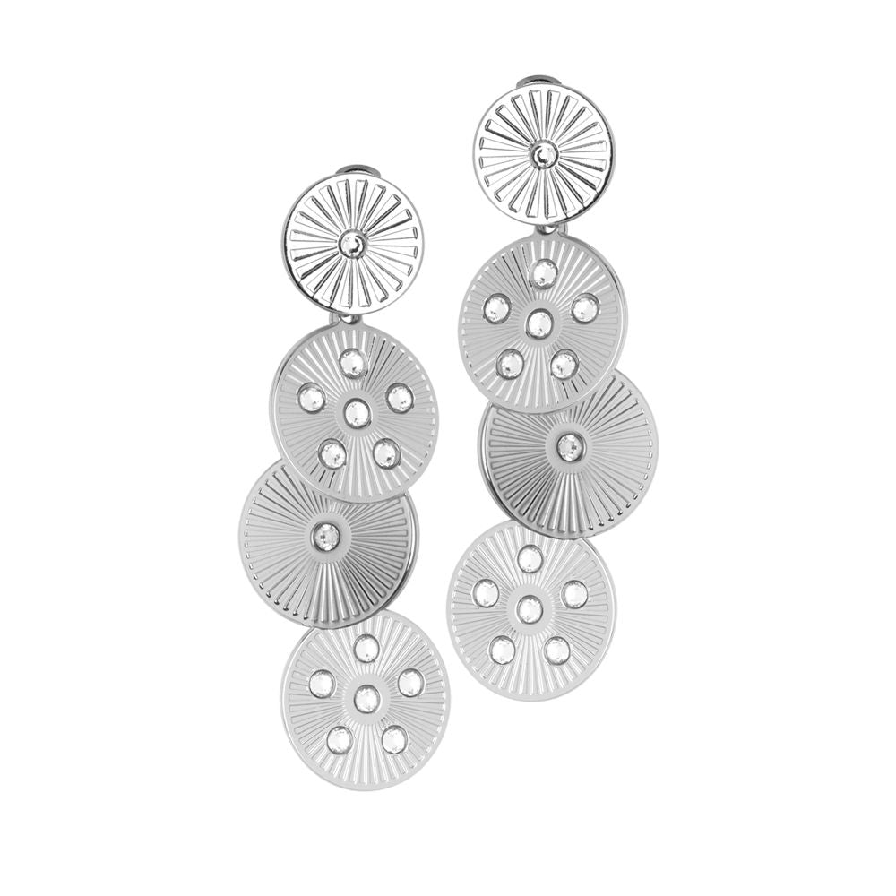Orecchini pendenti rodiati con moduli circolari e Swarovski Default Title