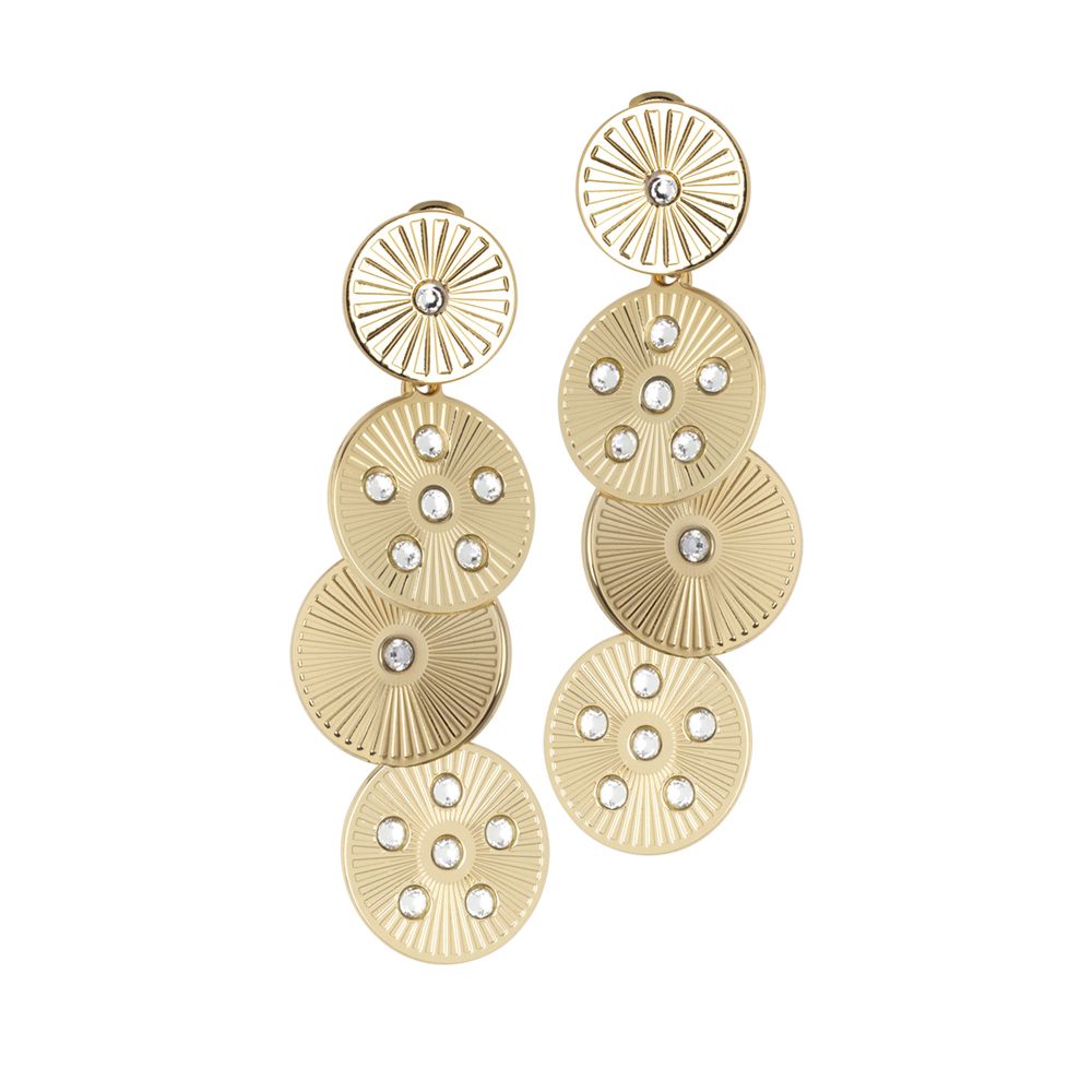 Orecchini pendenti dorati con moduli circolari e Swarovski Default Title