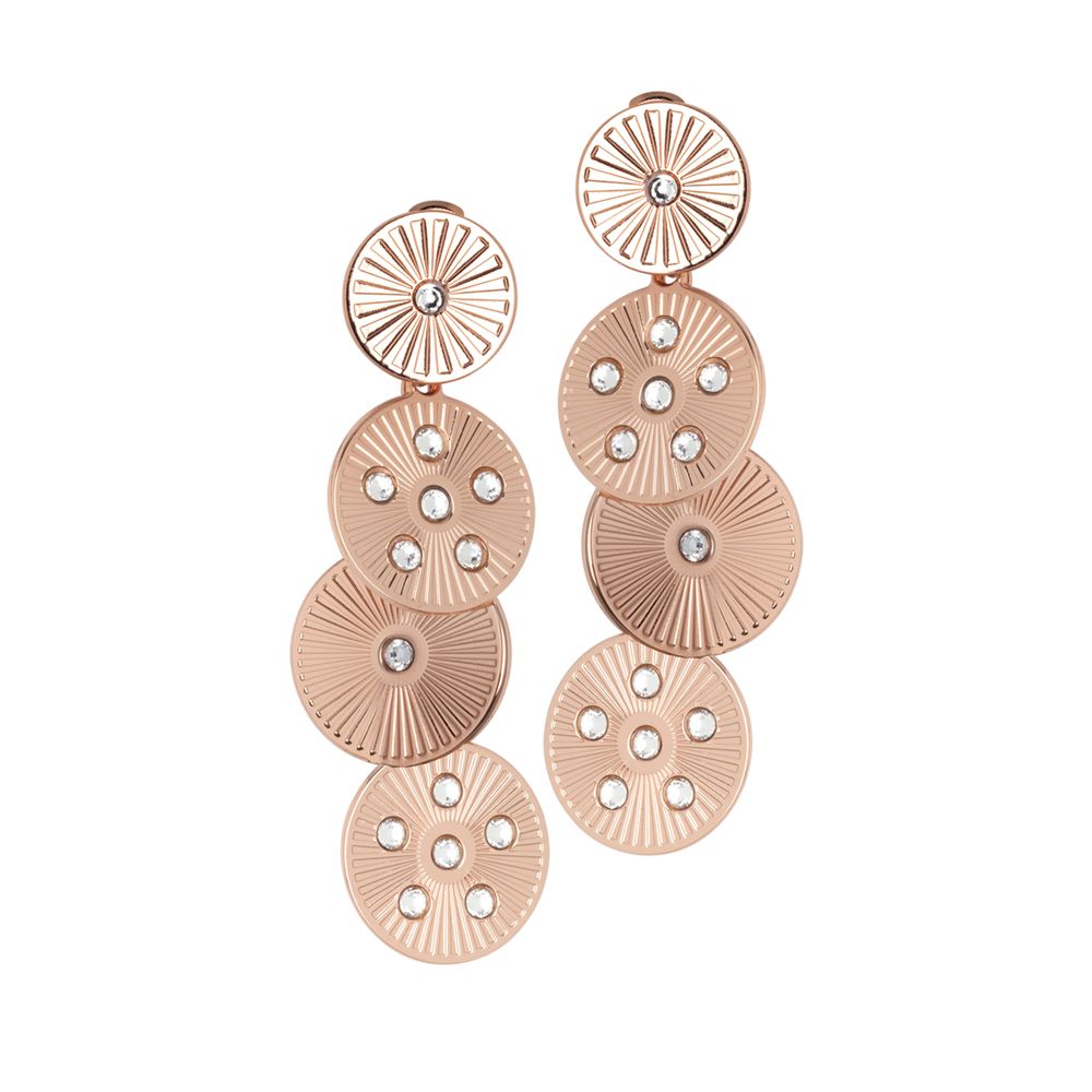 Orecchini pendenti rosati con moduli circolari e Swarovski Default Title