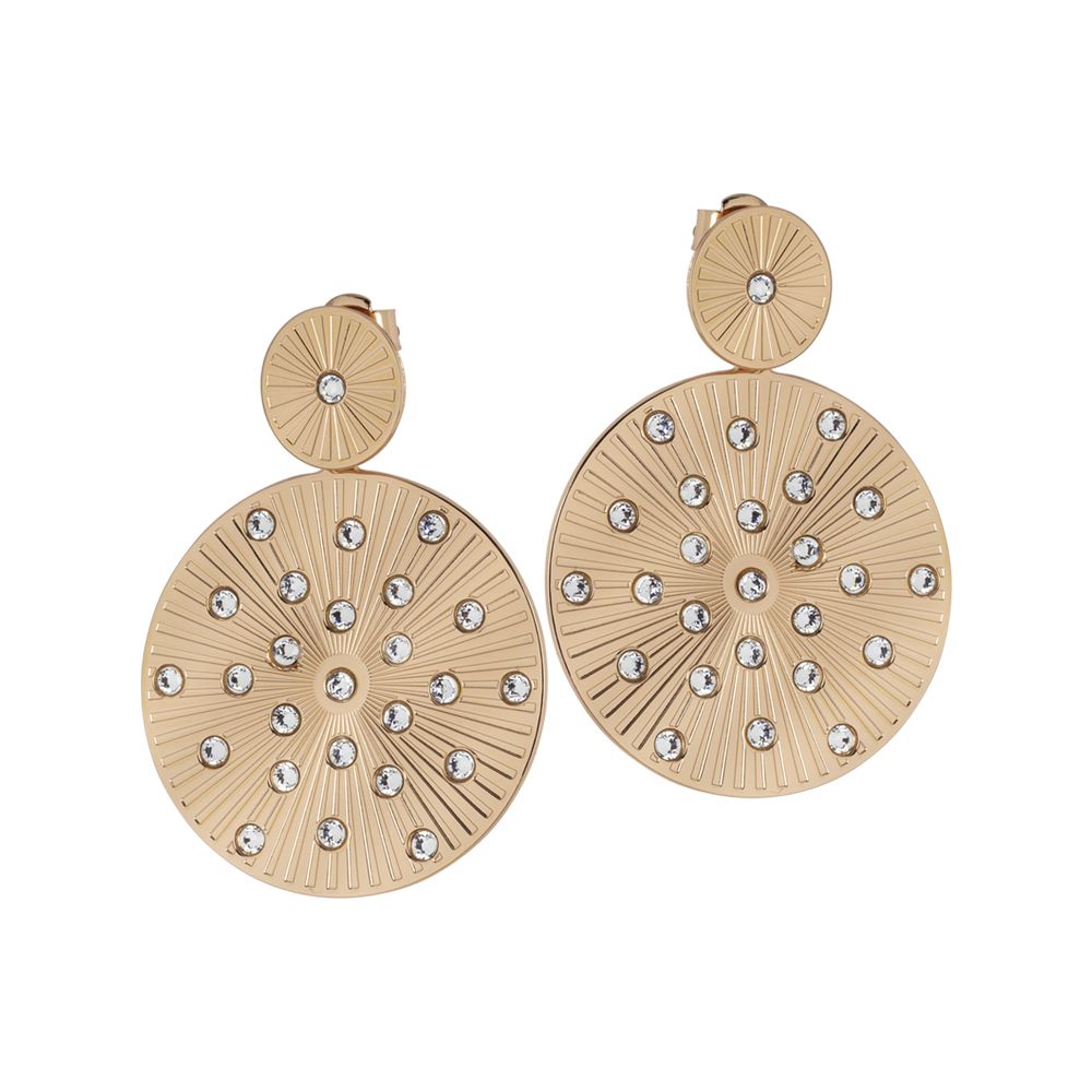Orecchini dorati pendenti con decoro circolare radiale e Swarovski Default Title