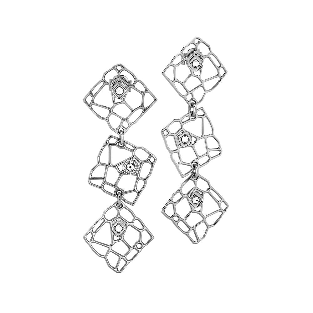 Orecchini modulari rodiati dalla trama a rete e Swarovski Default Title