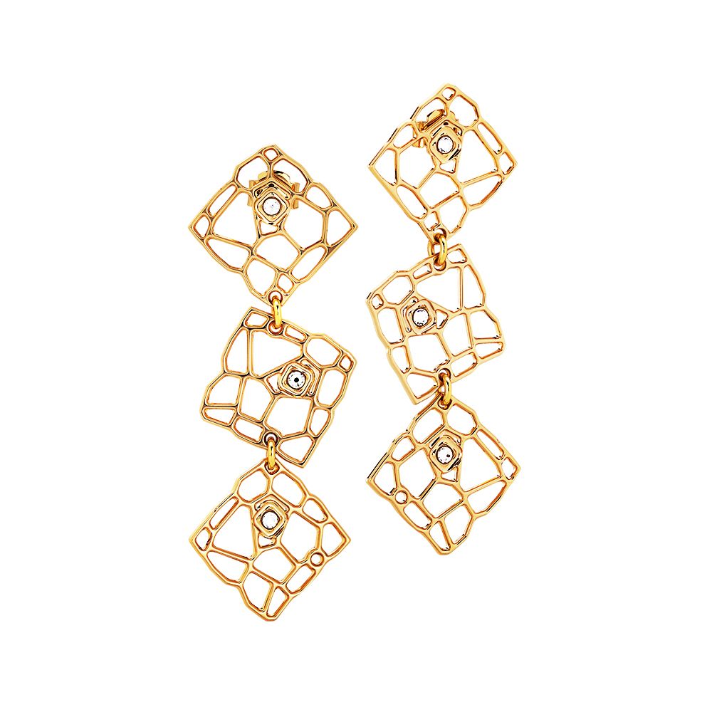 Orecchini modulari dorati dalla trama a rete e Swarovski Default Title